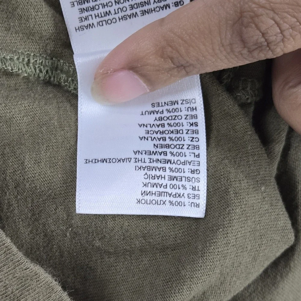 The North Face Men Shirt XXL Olive Green Logo Slogan Short Sleeve